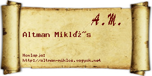 Altman Miklós névjegykártya