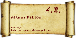 Altman Miklós névjegykártya